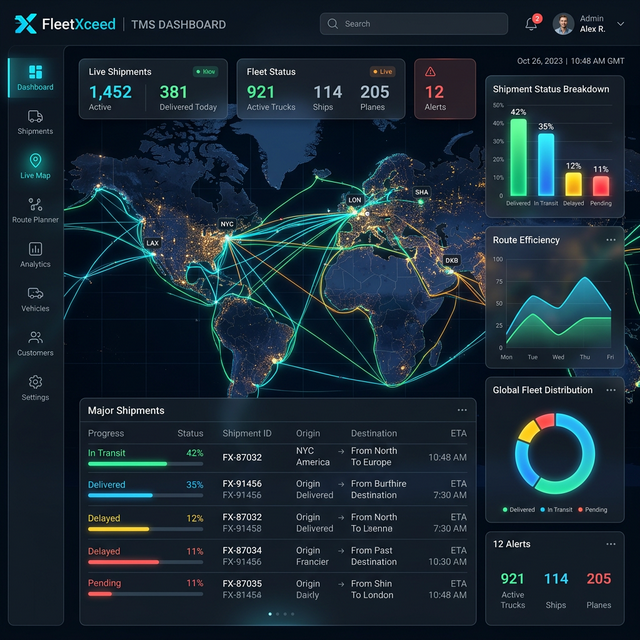 FleetXceed TMS Dashboard Mockup